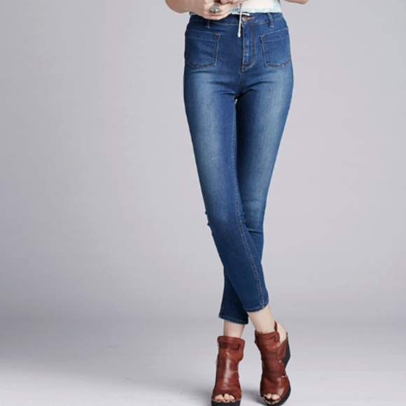 Free People | Jeans | Free People Beverley High Rise Skinny Jeans Blue ...